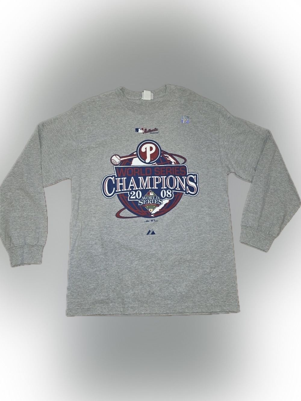 Majestic Phillies 2008 World Series Champs Long Sleeve Tee XL NWT